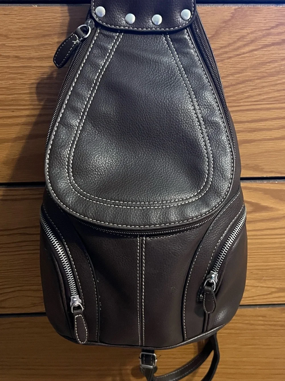 Women’s Brown Leather Sling Backpack - Ninewest